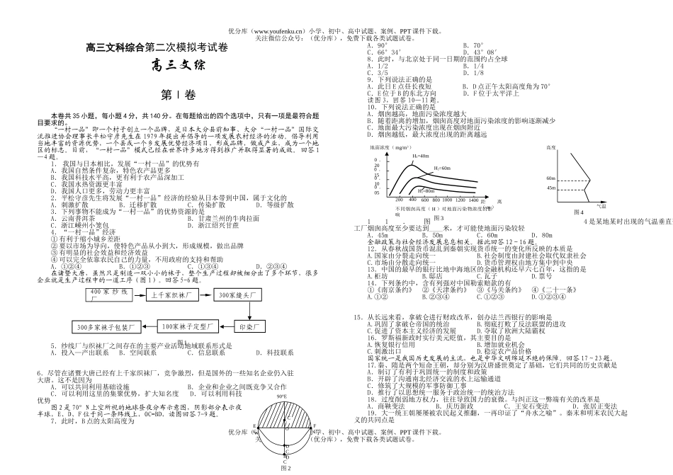 文科综合文科综合第二次模拟考试卷_第1页