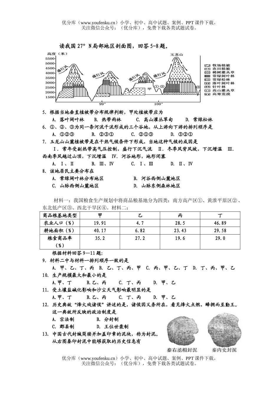 文科综合文科综合第四次模拟考试卷_第2页