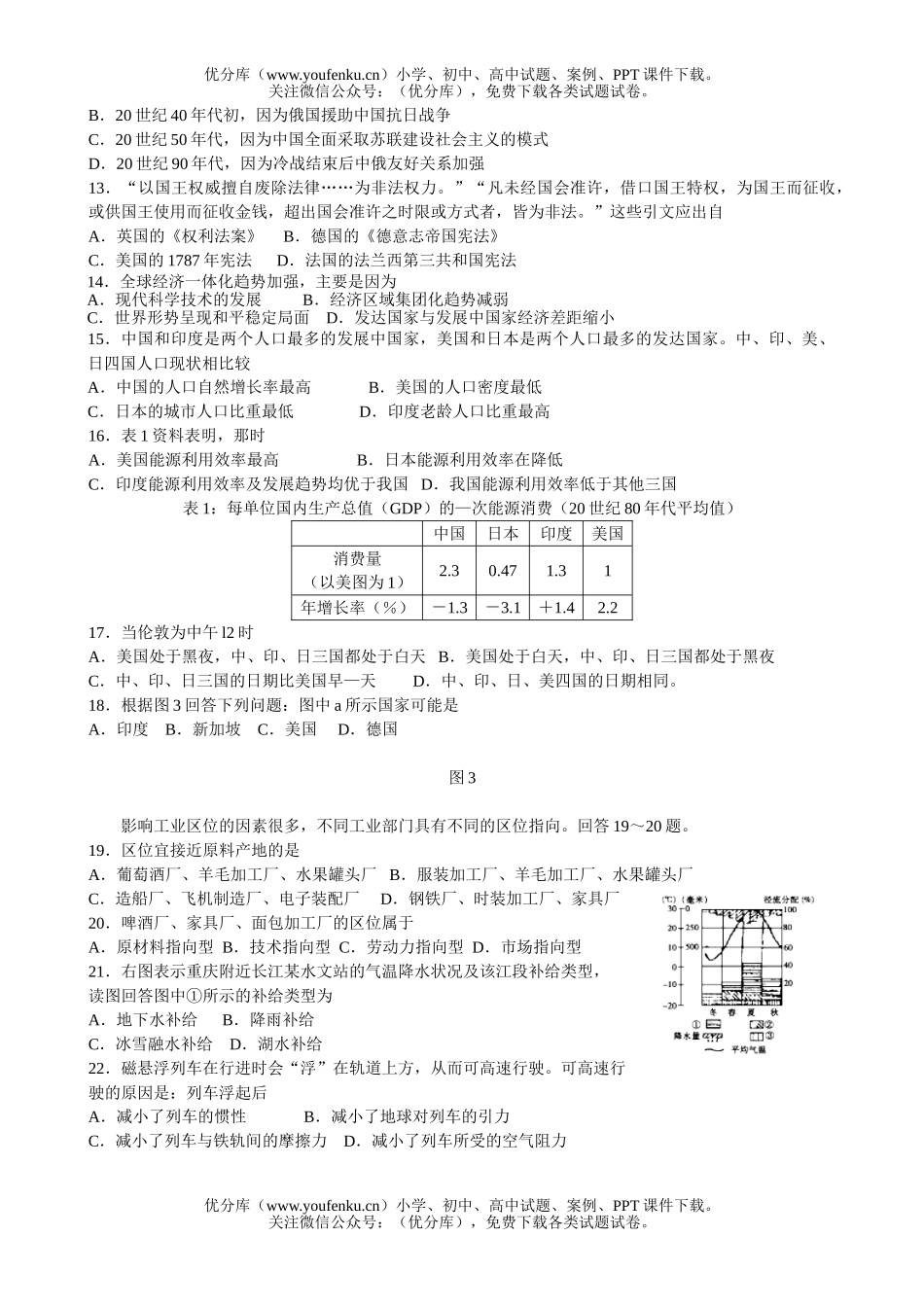 理科综合2007年全国普通高等学校统一招生考试理科基础样题试卷_第2页
