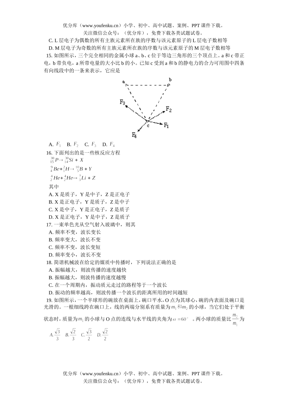 理科综合2003年普通高等学校招生全国统一考试(全国卷)理科综合能力测试卷_第2页