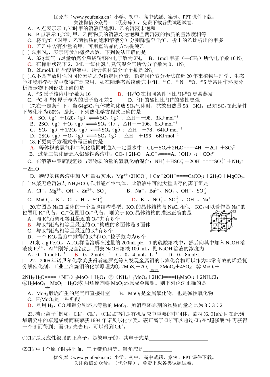 高考化学高考综合练习题11试卷_第2页