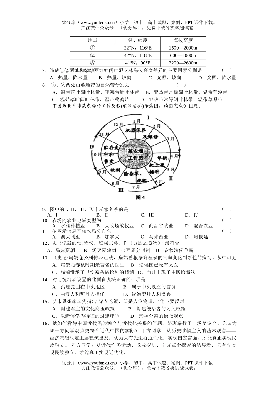 文科综合08届文科综合测试四试卷_第2页