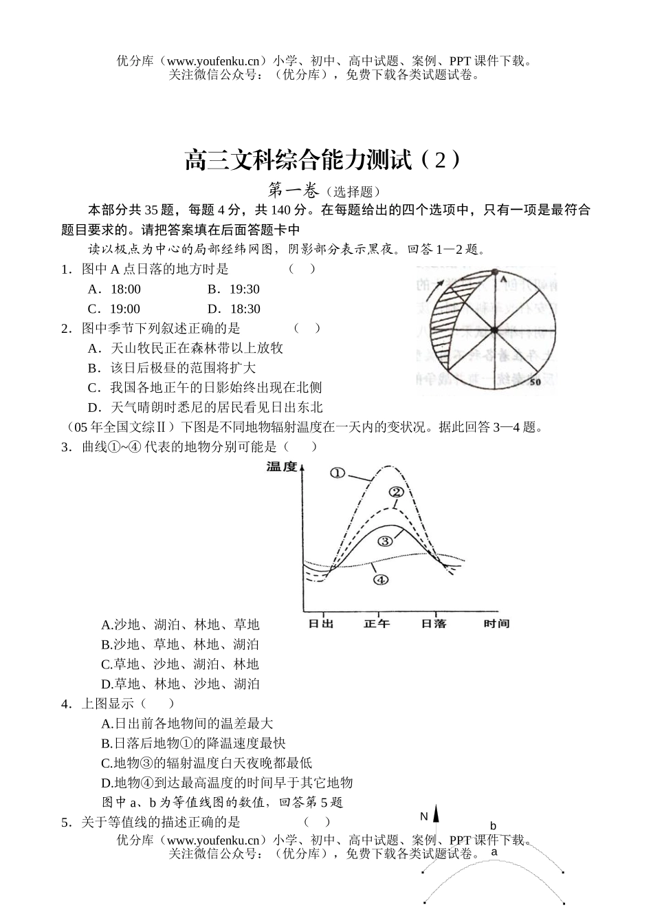 文科综合文科综合能力测试卷_第1页