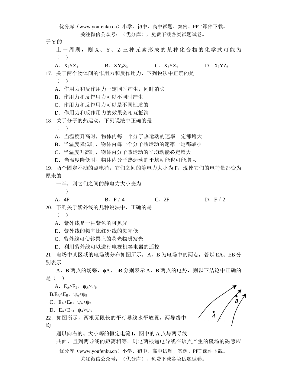 理科综合全国高考江苏理综试卷_第3页