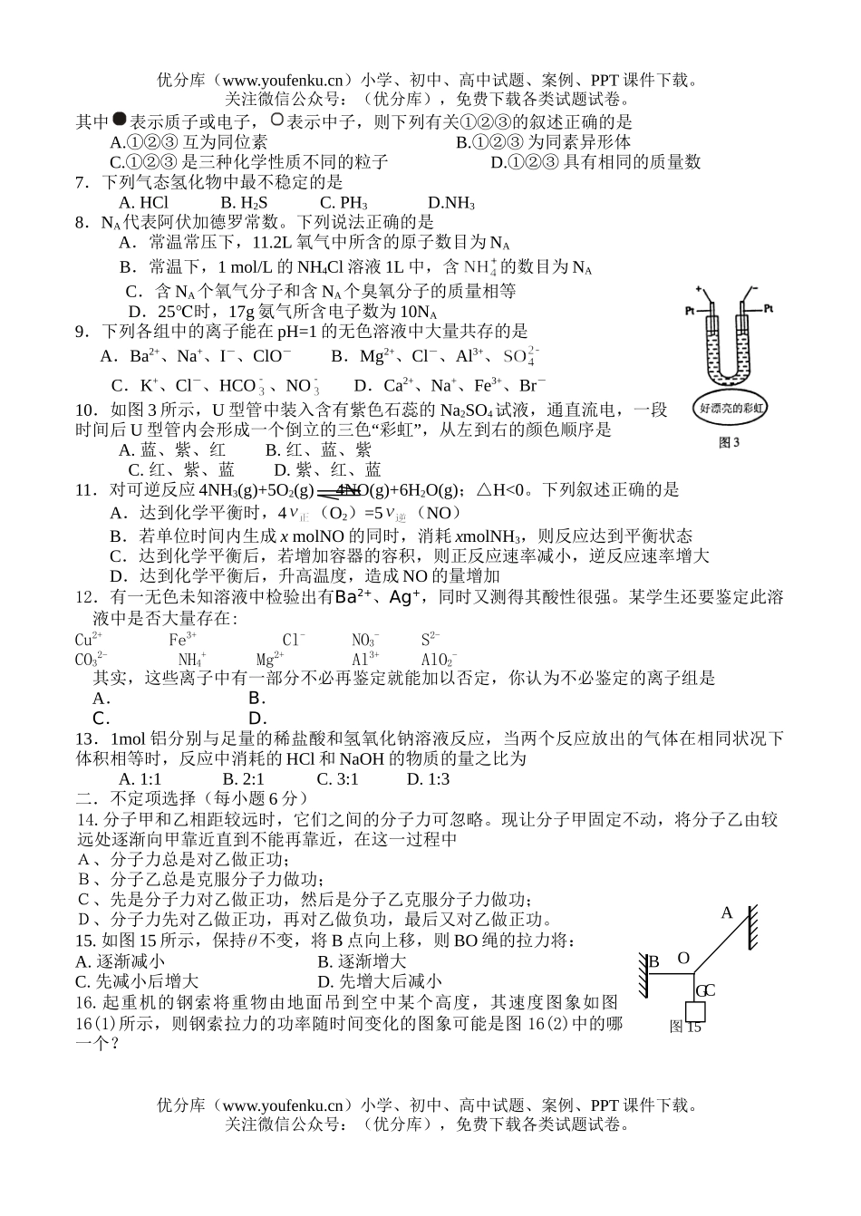 理科综合湄池中学第三次理科综合考试卷_第2页