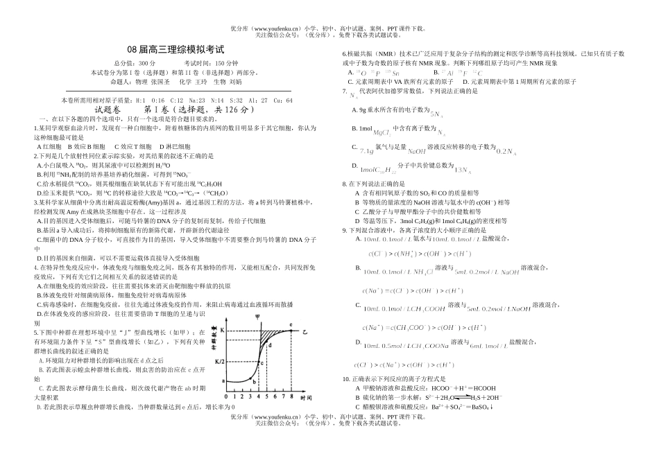理科综合08届理综模拟考试卷_第1页