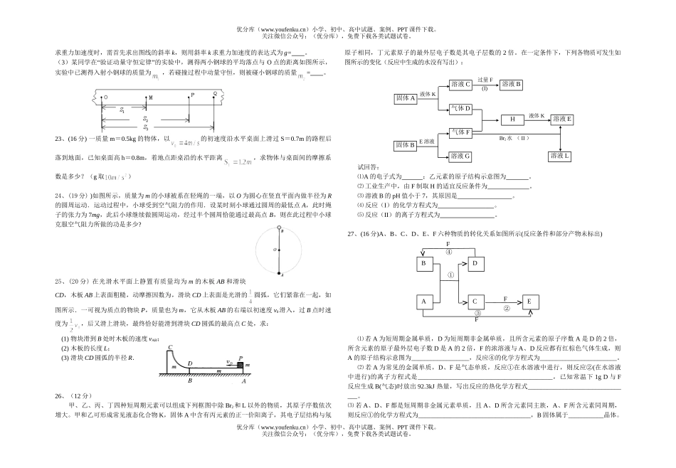 理科综合08年毕业班理科综合质量检查试卷_第3页