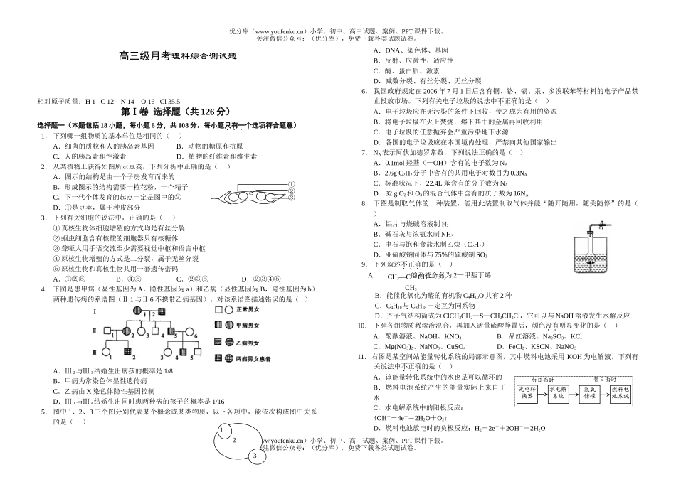 理科综合级月考理科综合测试卷_第1页