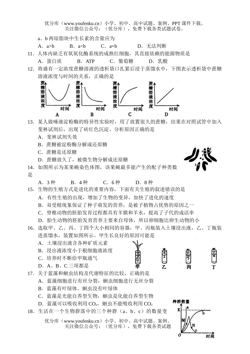 理科综合高考全国100所名校理综综合测(七)试卷_第3页