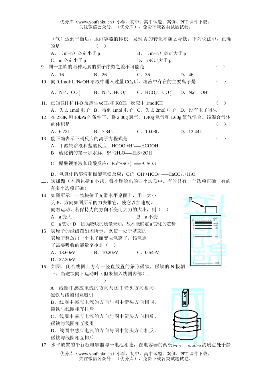 理科综合理科综合第一轮复习综合能力测6试卷_第2页