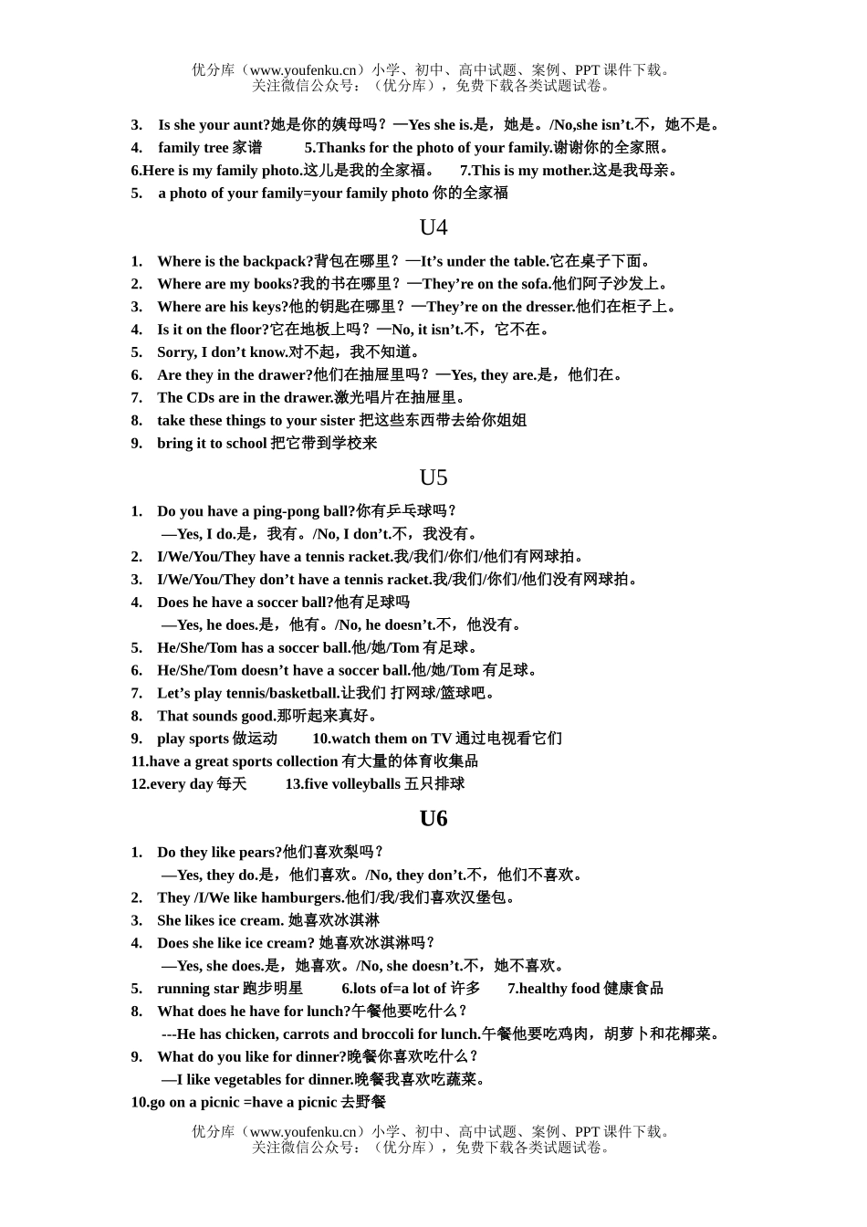 初中七年级英语新目标上册重要词组和句型试卷_第2页