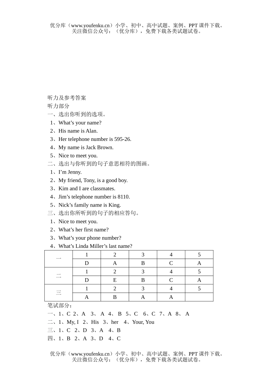 初中七年级英语Go for it Unit1试卷_第3页