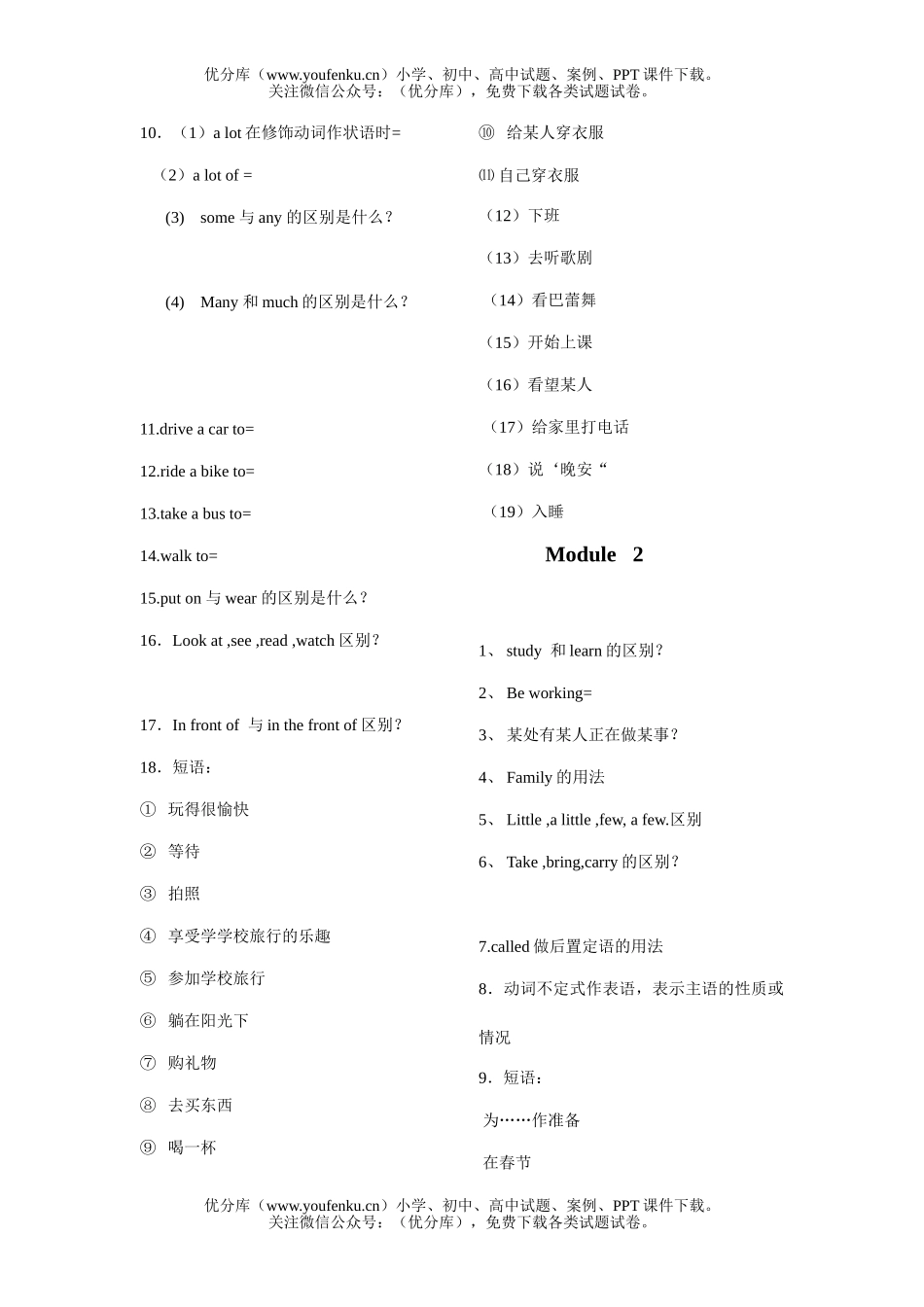 初中七年级英语(下)Module 1-3 知识体系试卷_第2页