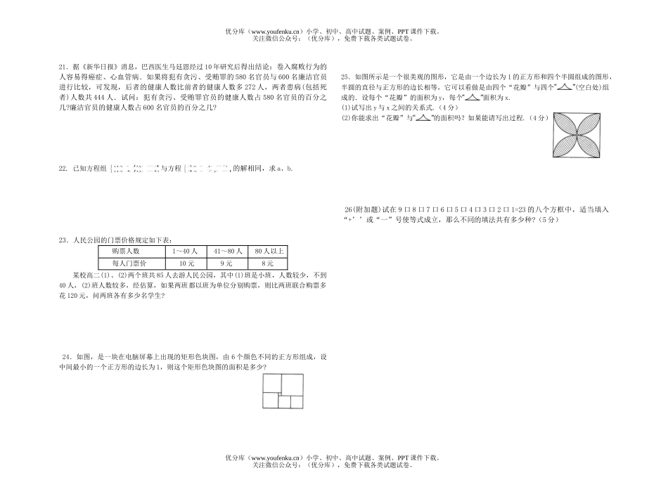 初中七年级数学第二学期第一次月考试卷_第2页