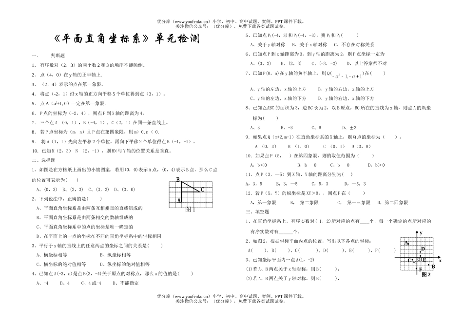 初中七年级数学平面直角坐标系测试卷_第1页