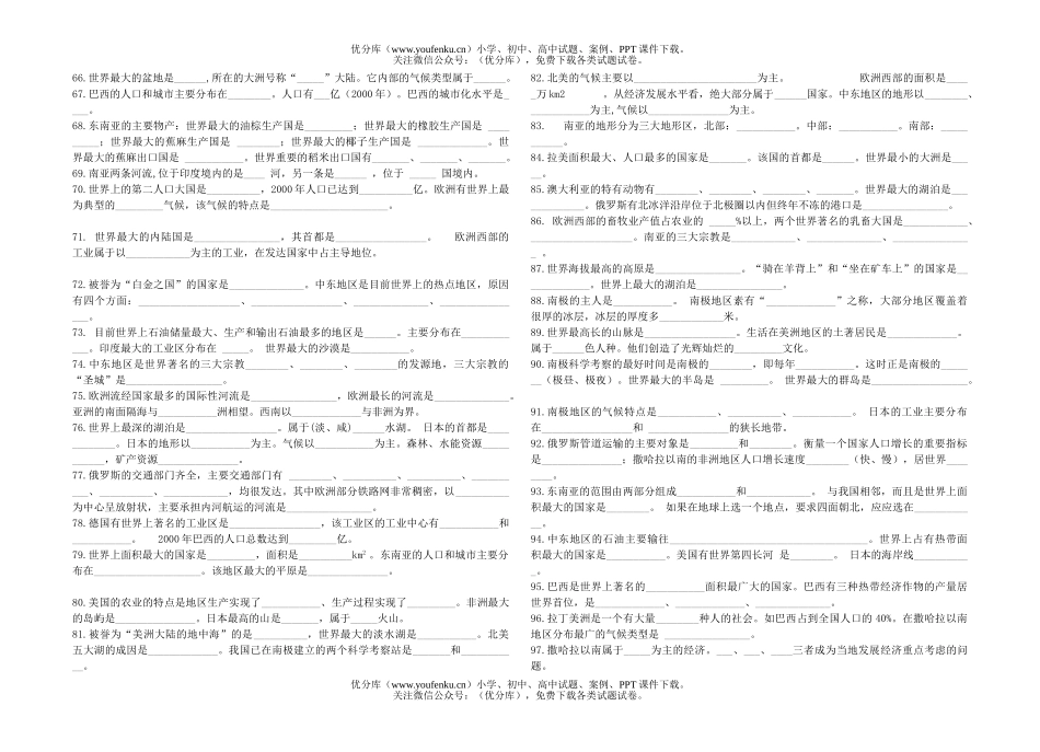 初中七年级地理2006年中考复习题试卷_第3页