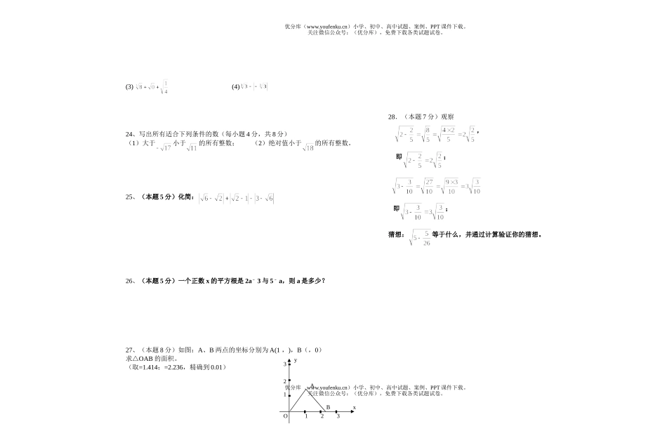 初中七年级数学实数单元测试卷_第2页