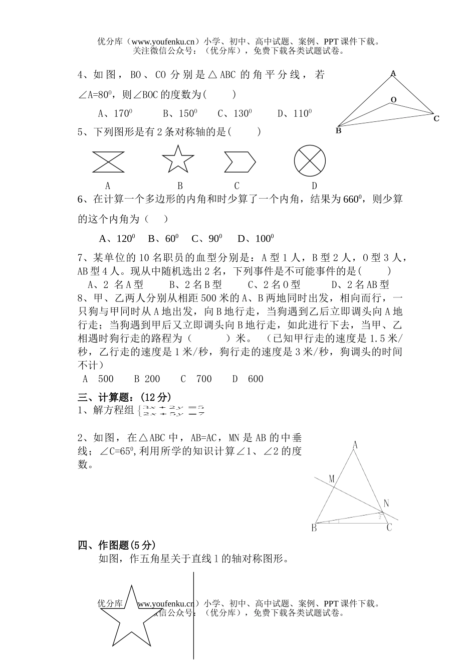 初中七年级数学期末试卷_第2页