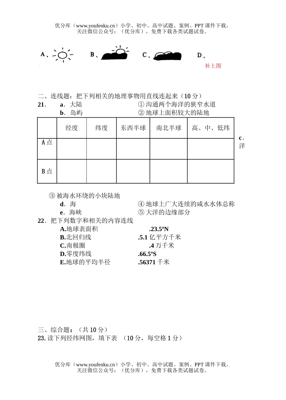 初中七年级地理上学期期中考试卷_第2页