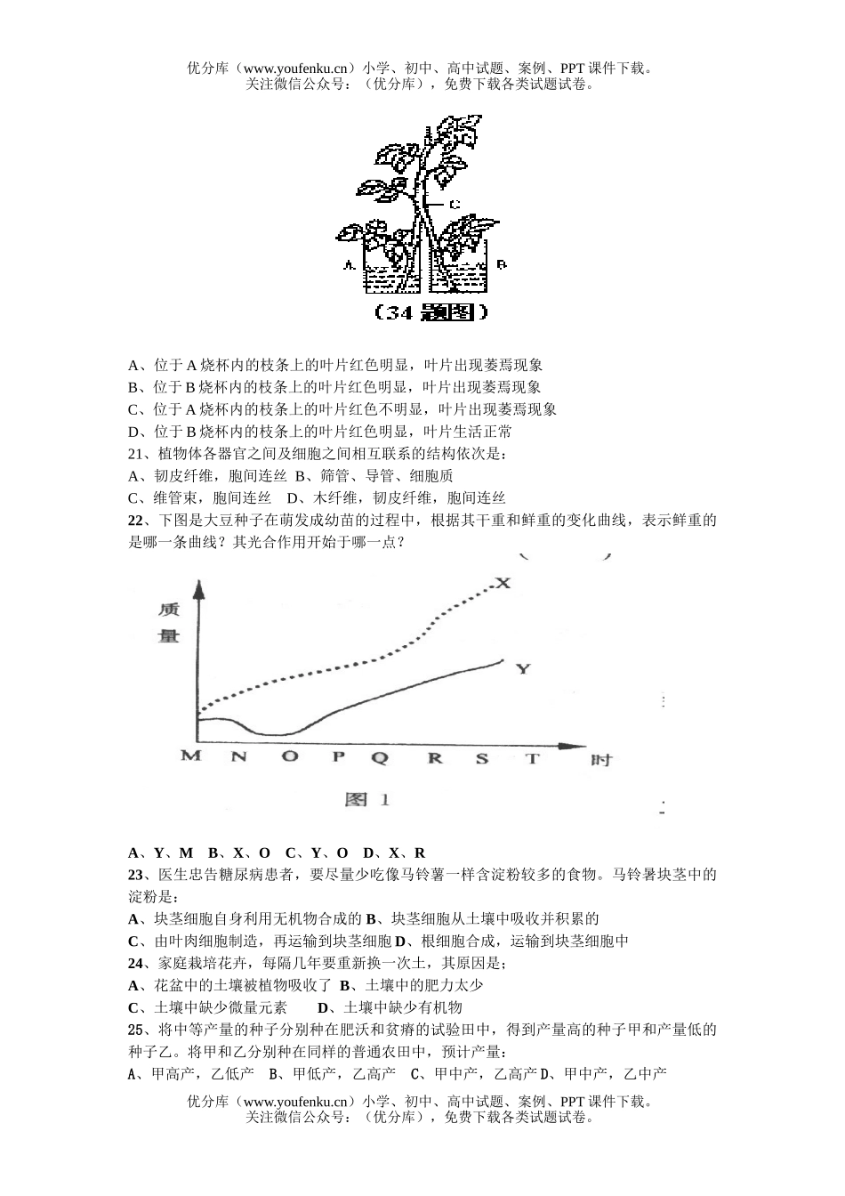 初中七年级生物第一册试卷_第3页