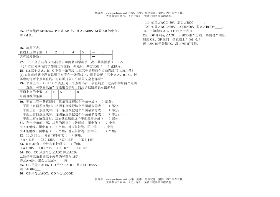 初中七年级数学《图形认识初步》练习题试卷_第2页