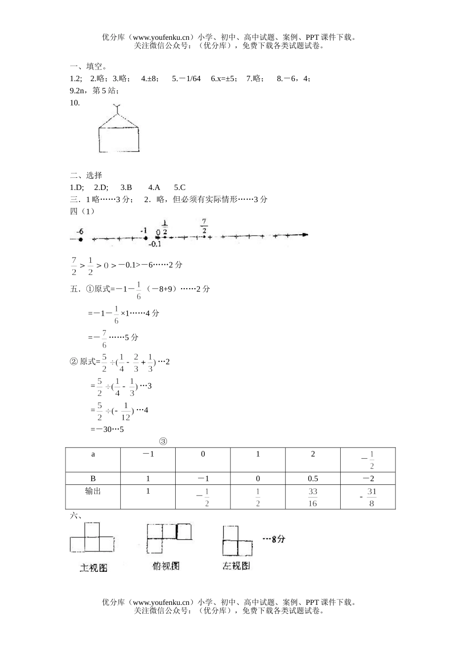初中七年级数学(上)期中考试卷_第3页