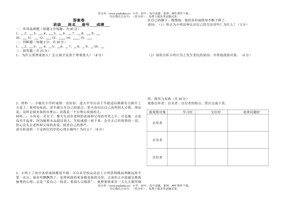初中七年级政治下学期第一次月考试卷_第2页