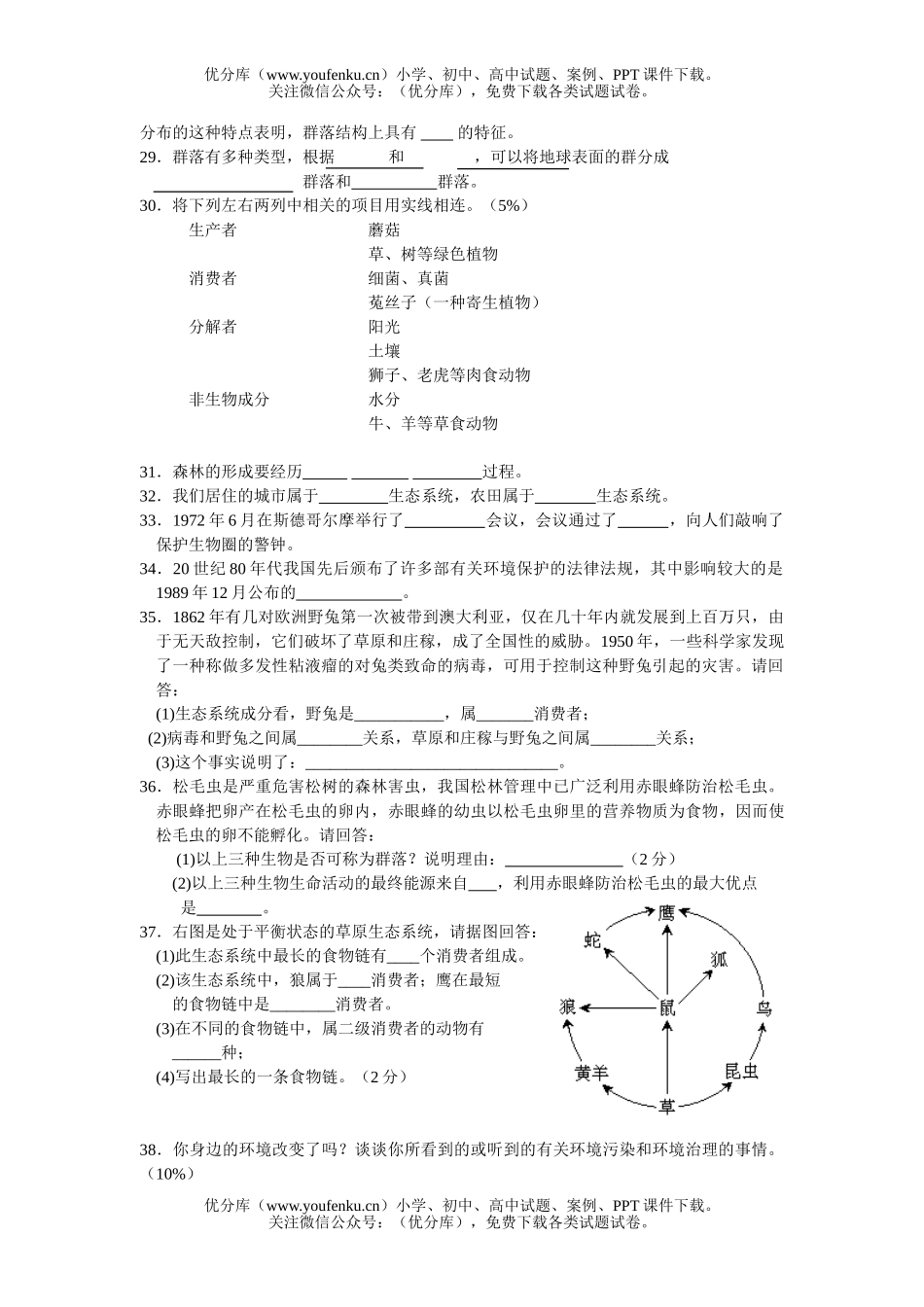 初中七年级科学地球上的圈复习题试卷_第2页