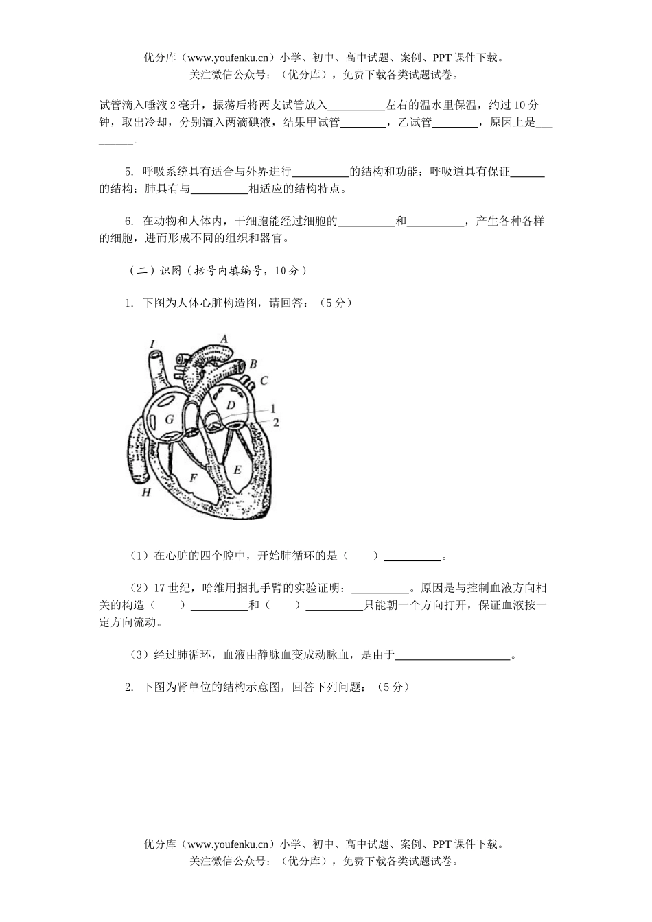 初中七年级生物上册期末考试卷_第3页
