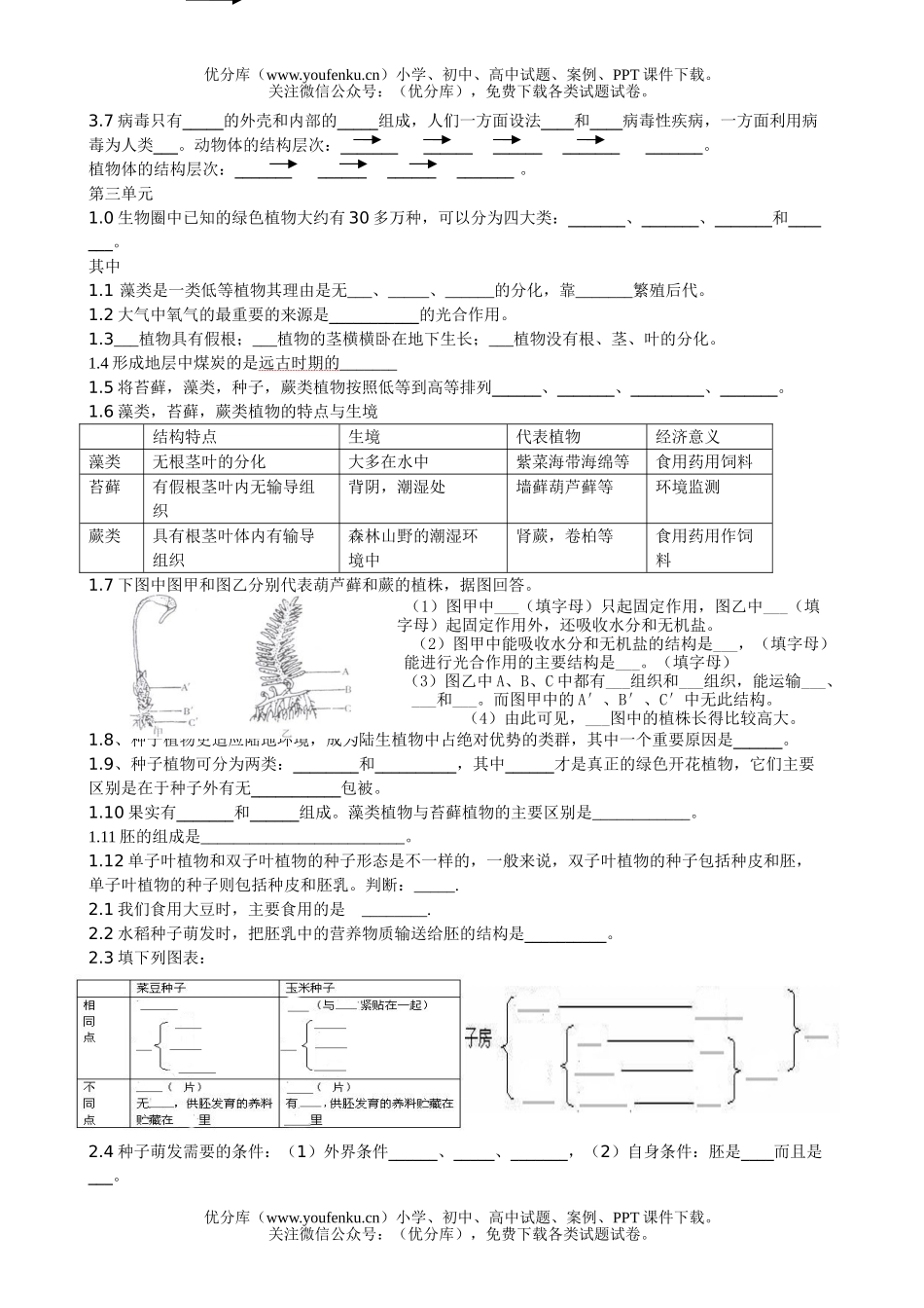 初中七年级生物上学期知识点总结试卷_第3页
