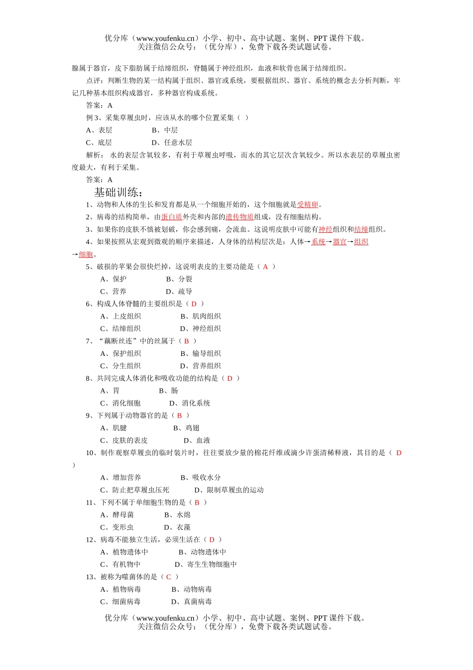 初中七年级生物病毒练习题试卷_第2页