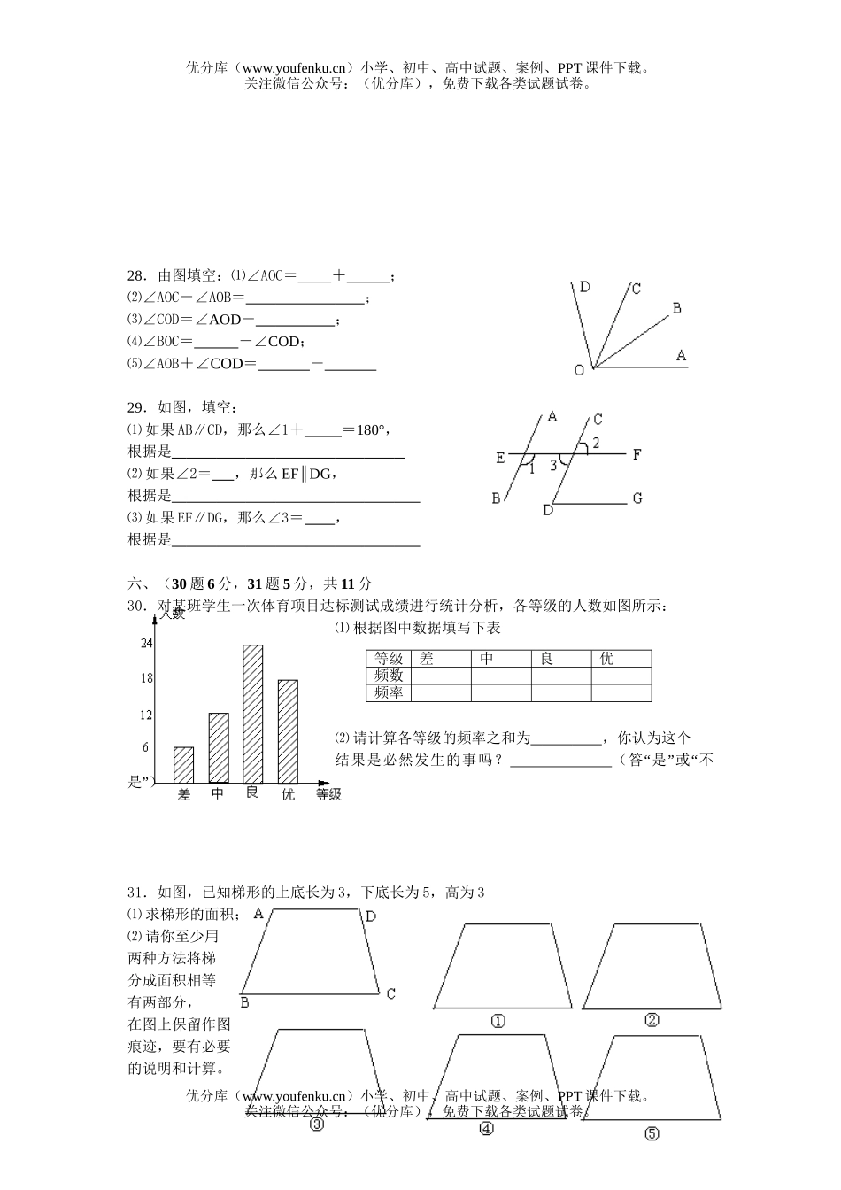 初中七年级数学上学期期末测试卷_第2页