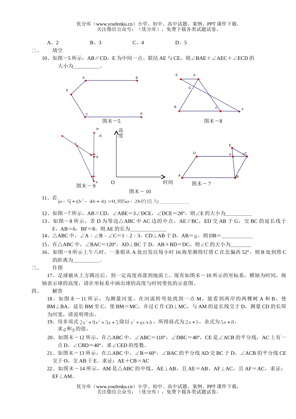 初中七年级数学下学期期末测试卷_第2页