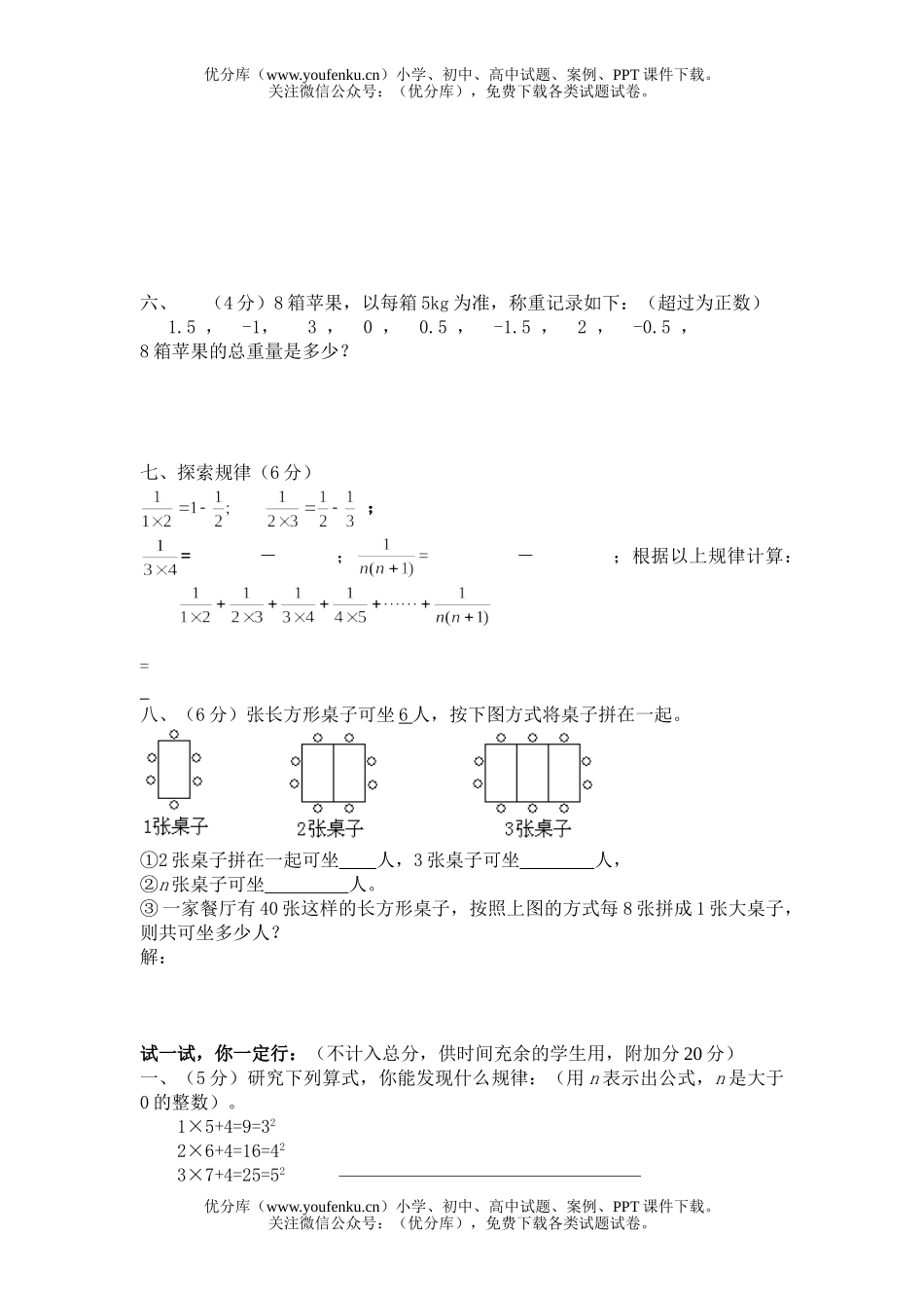 初中七年级数学开学考试卷_第3页