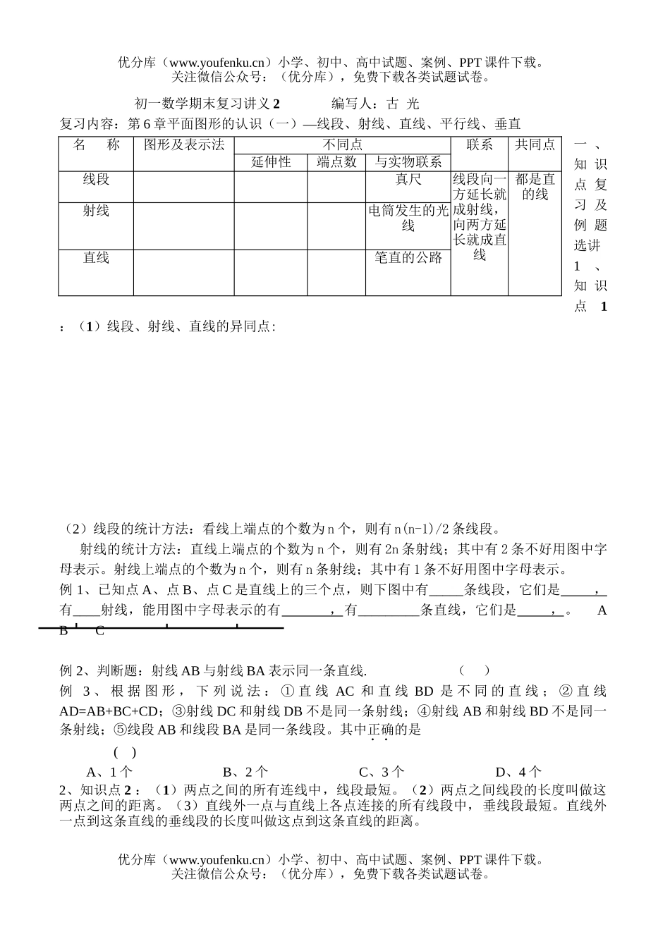 初中七年级数学期末复习讲义2试卷_第1页
