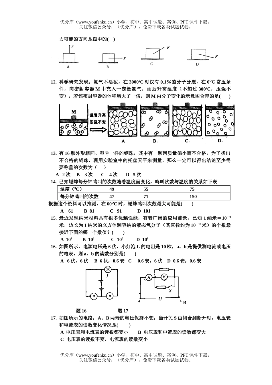 初中七年级科学自然竞赛试卷_第2页