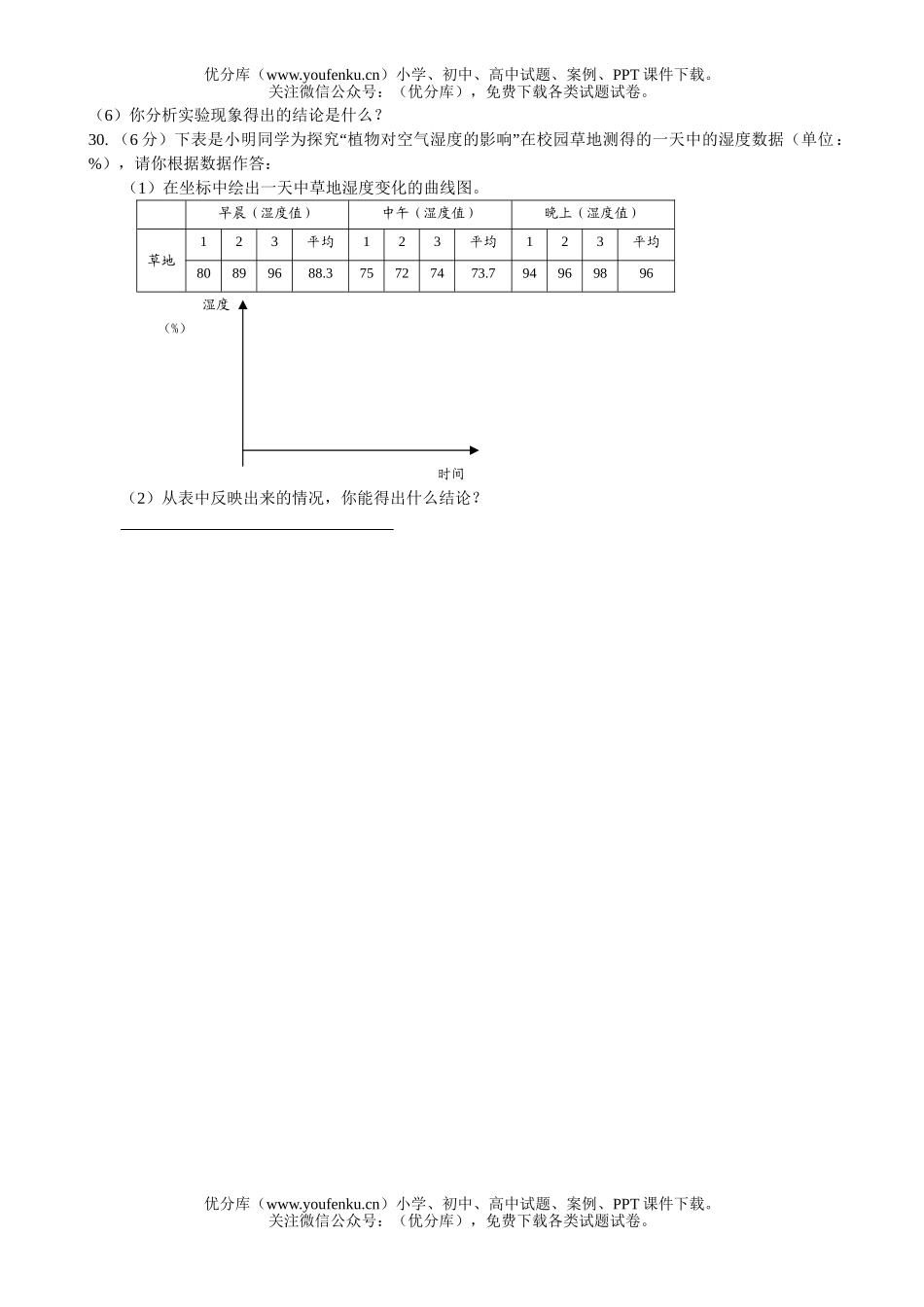 初中七年级生物第一学期期中考试卷_第3页