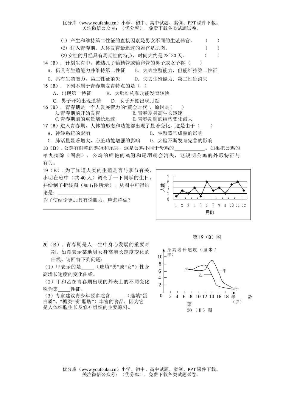 初中七年级科学走向成熟测试卷_第2页