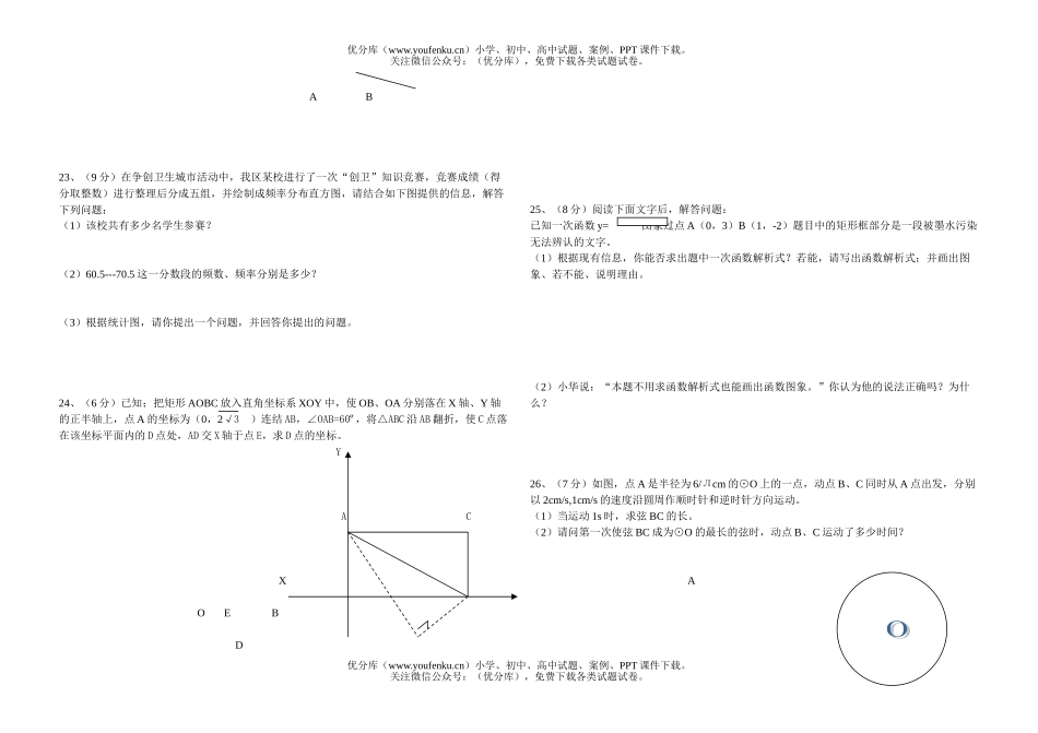 初中八年级数学(下)期末评估试卷_第2页