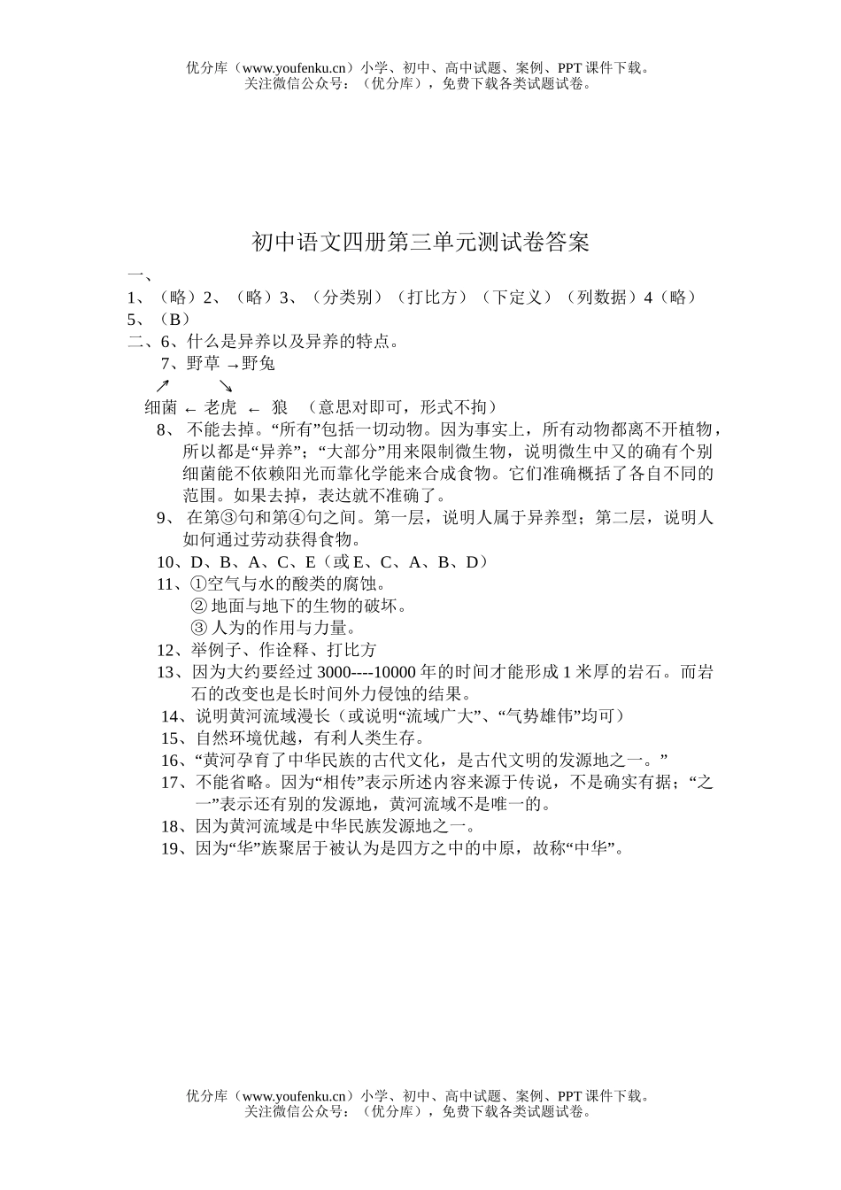 初中八年级语文第三单元测练试卷_第3页