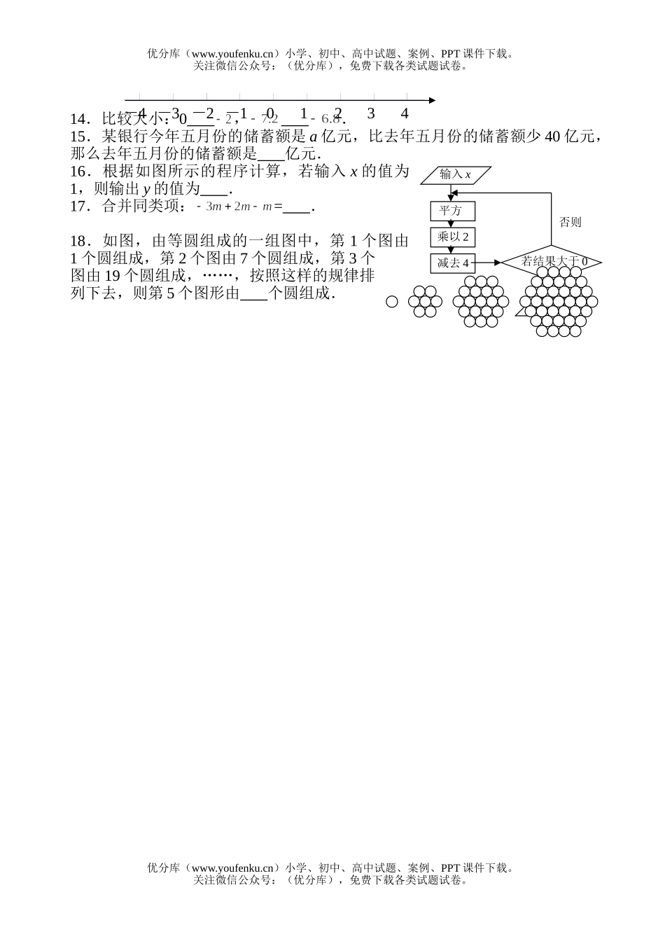 初中七年级数学苏教版第一学期期中练习卷1试卷_第2页