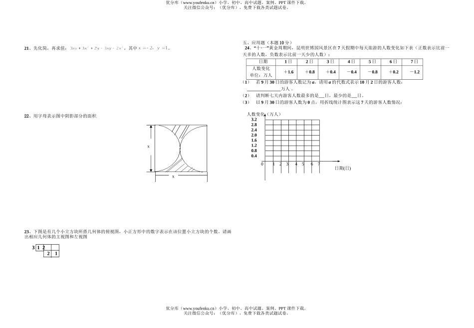 初中七年级数学第一学期期中考试卷_第2页