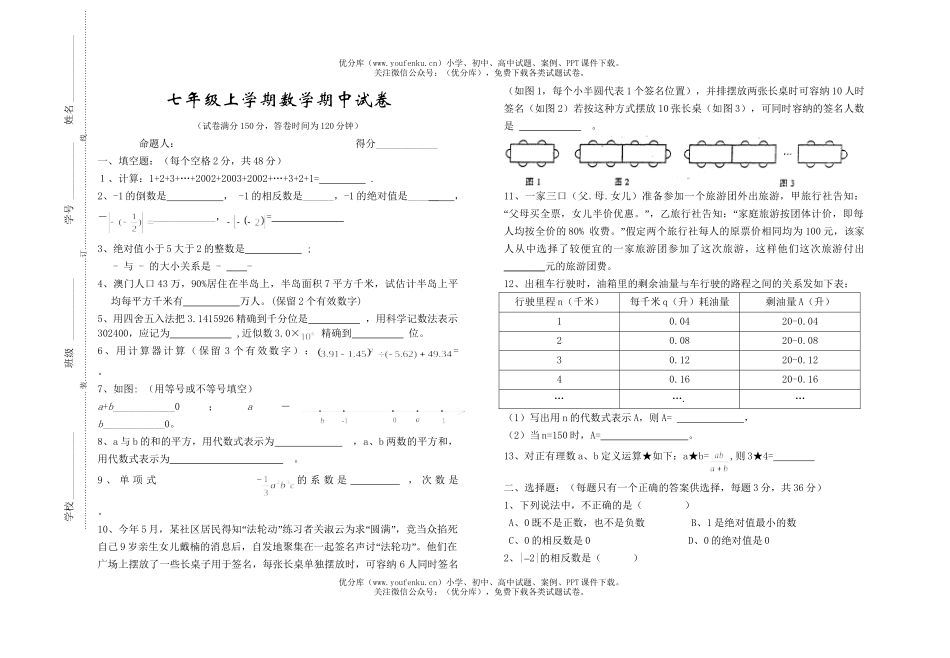 初中八年级数学上学期期中测试卷_第1页