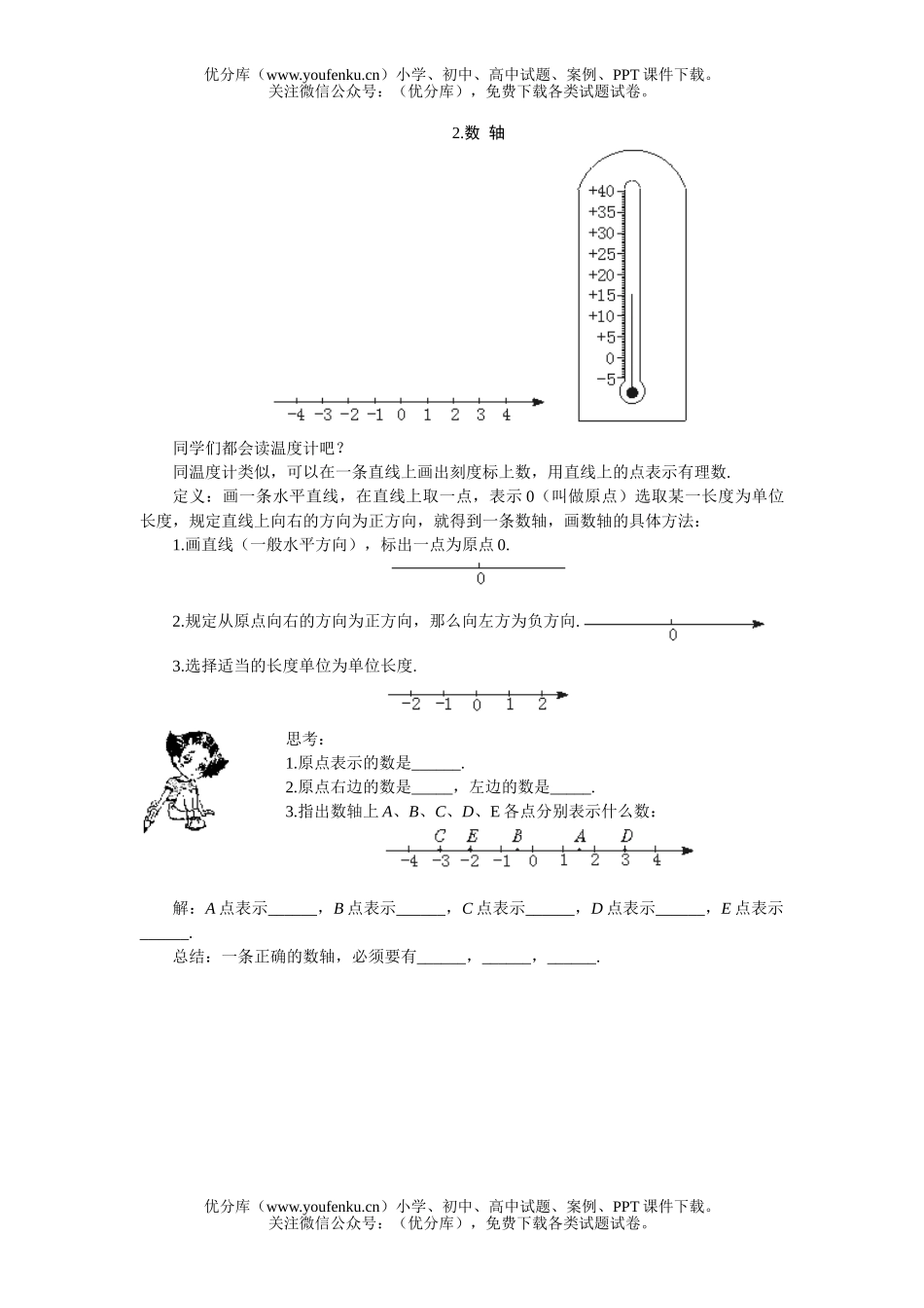 初中七年级数学数轴5分钟课堂过关训练试卷_第1页