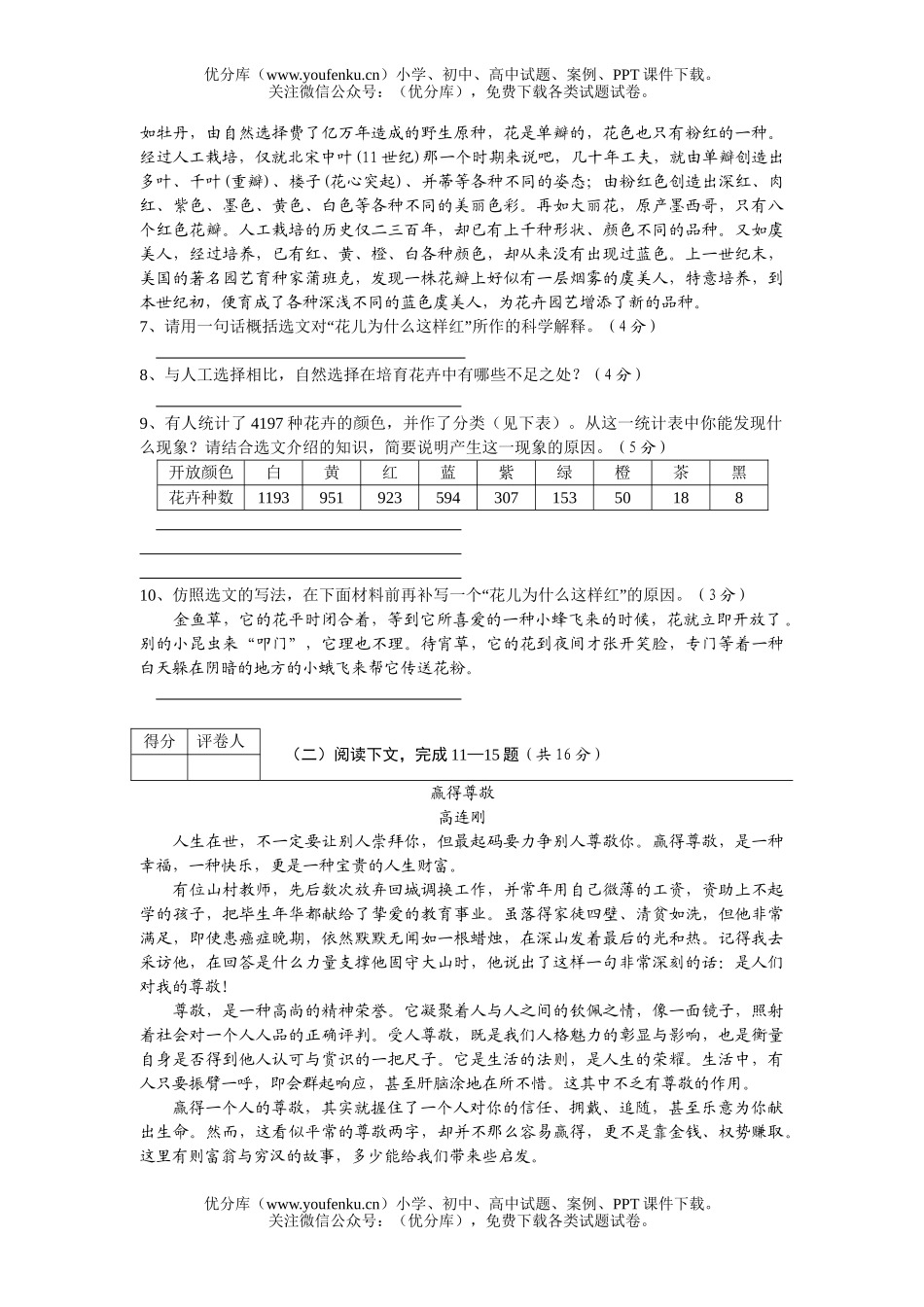 初中八年级语文下学期期中1试卷_第3页