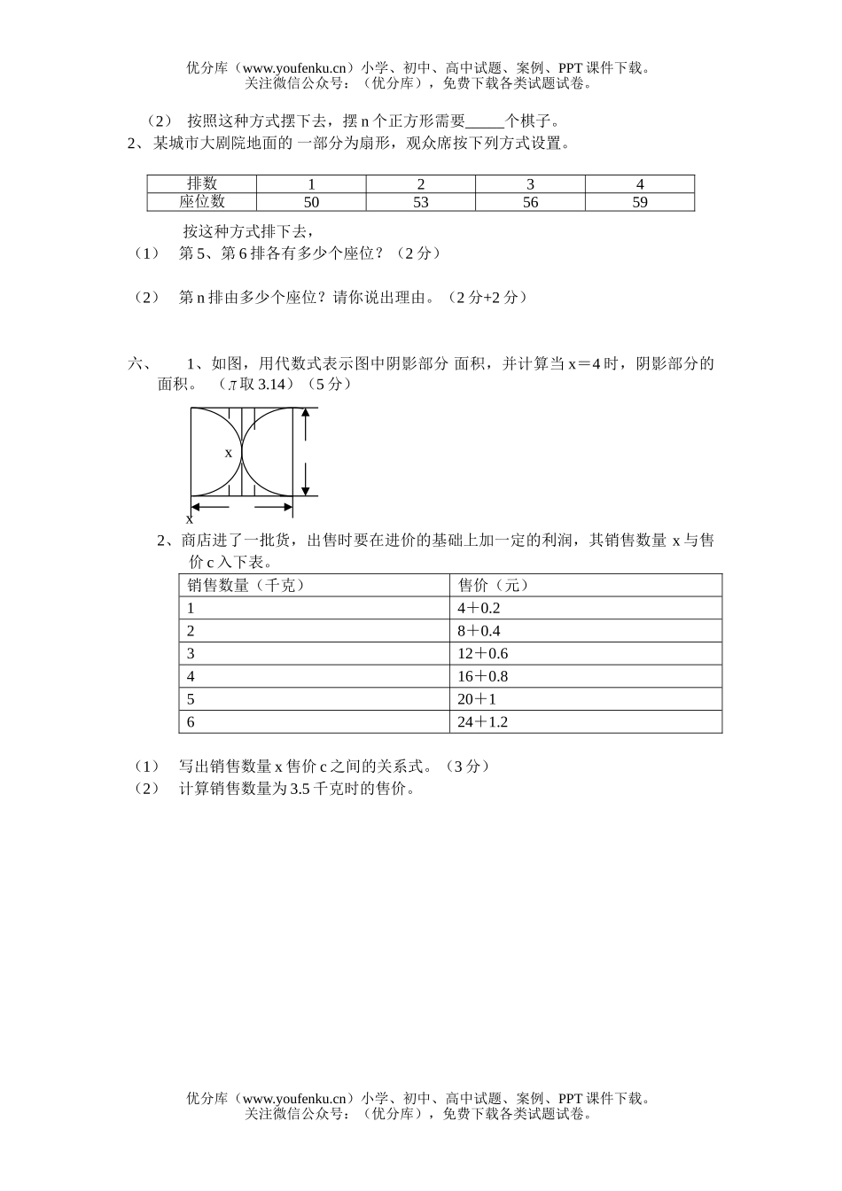 初中七年级数学上学期测试卷_第3页