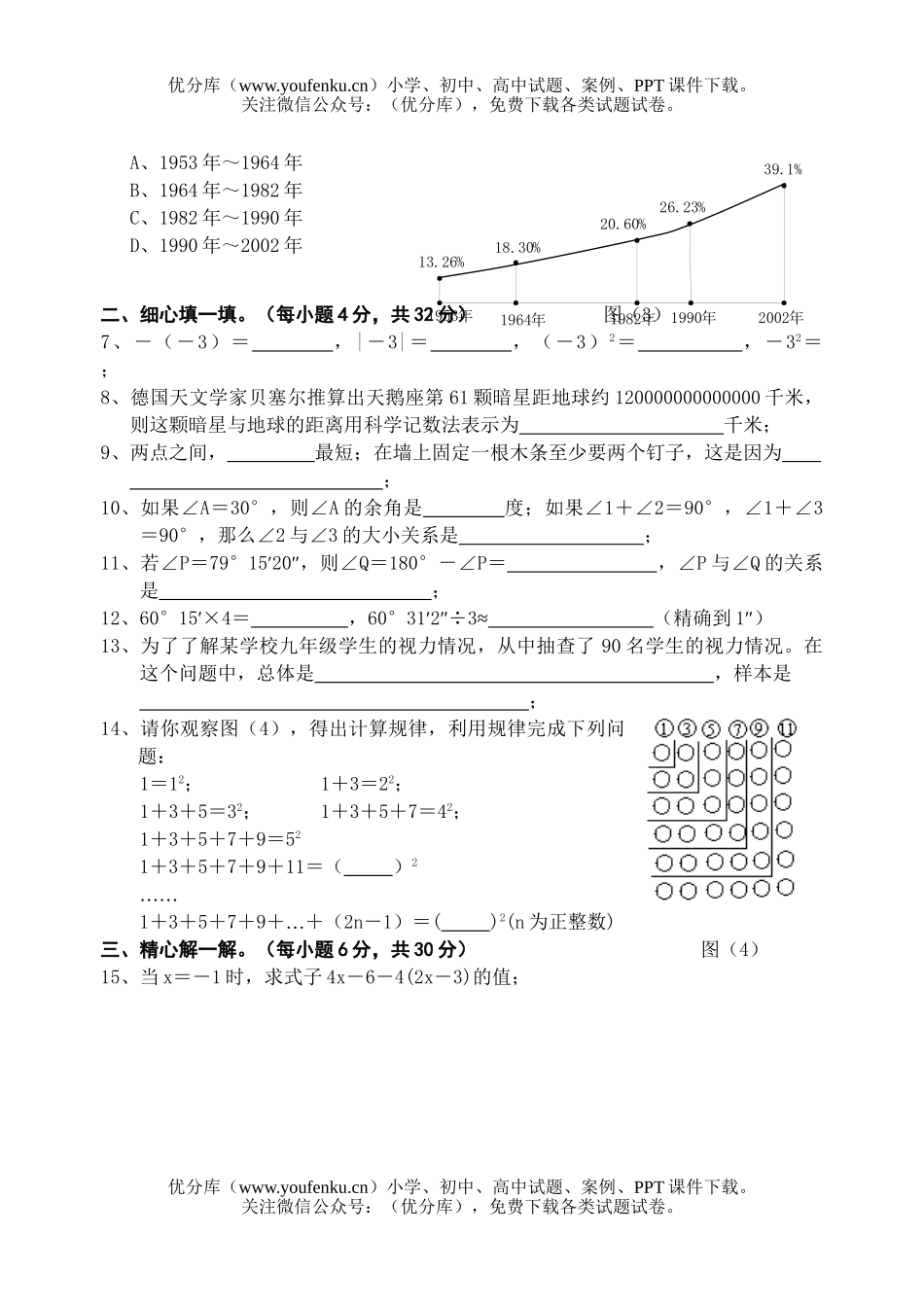 初中七年级数学第一学期期末区性质检试卷_第2页