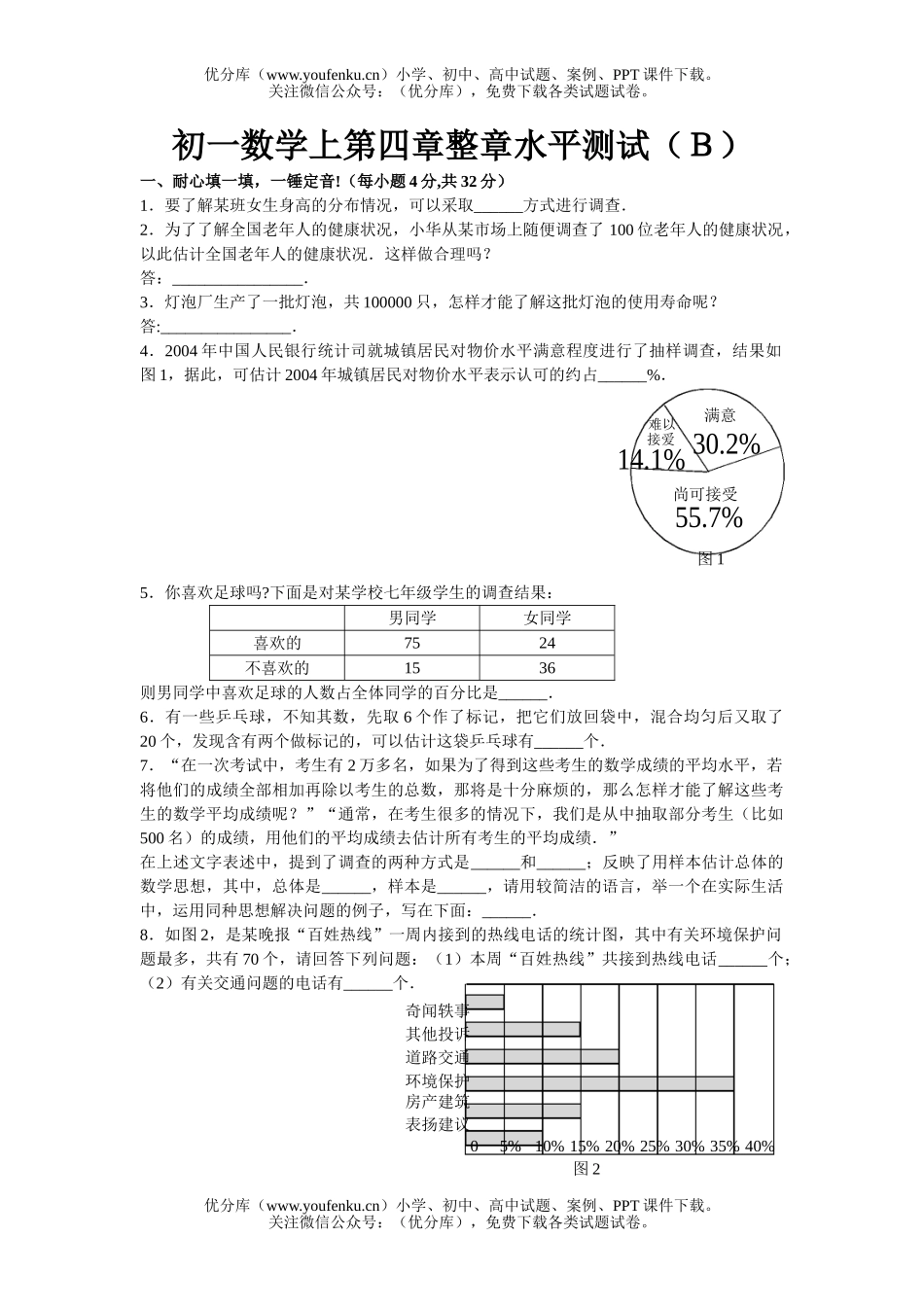 初中七年级数学上第四章整章水平测试2试卷_第1页