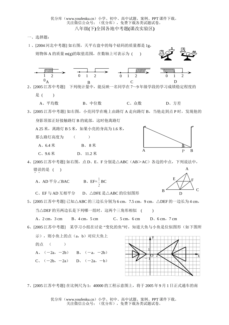 初中八年级数学期末总复习中考专题[下学期](无答案)试卷_第1页