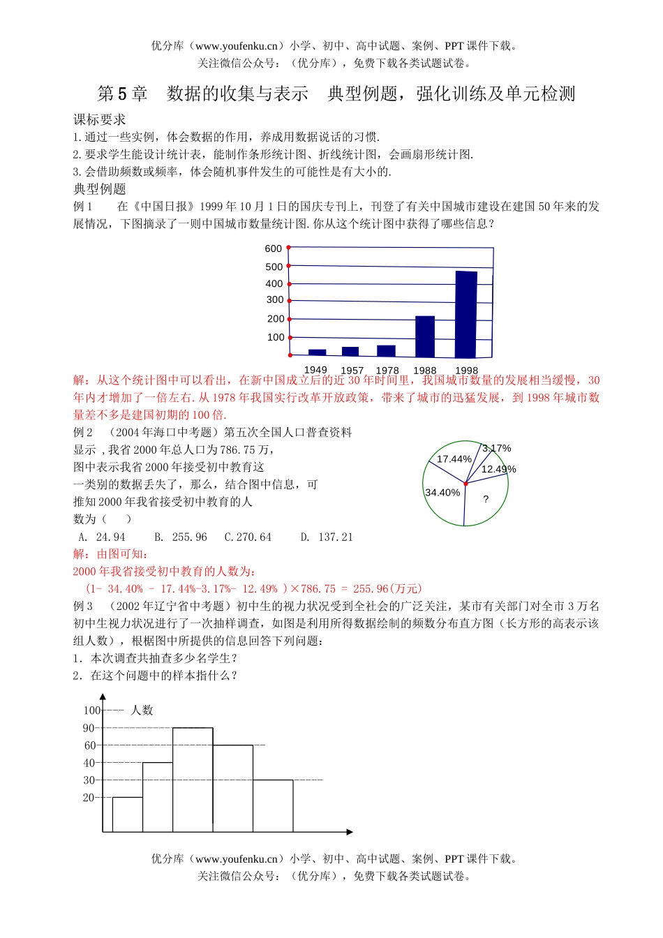 初中七年级数学数据的收集与表示单元检测试卷_第1页